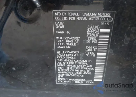 2019 Nissan Rogue Sv z USA, uszkodzony, nr VIN KNMAT2MV7KP535706